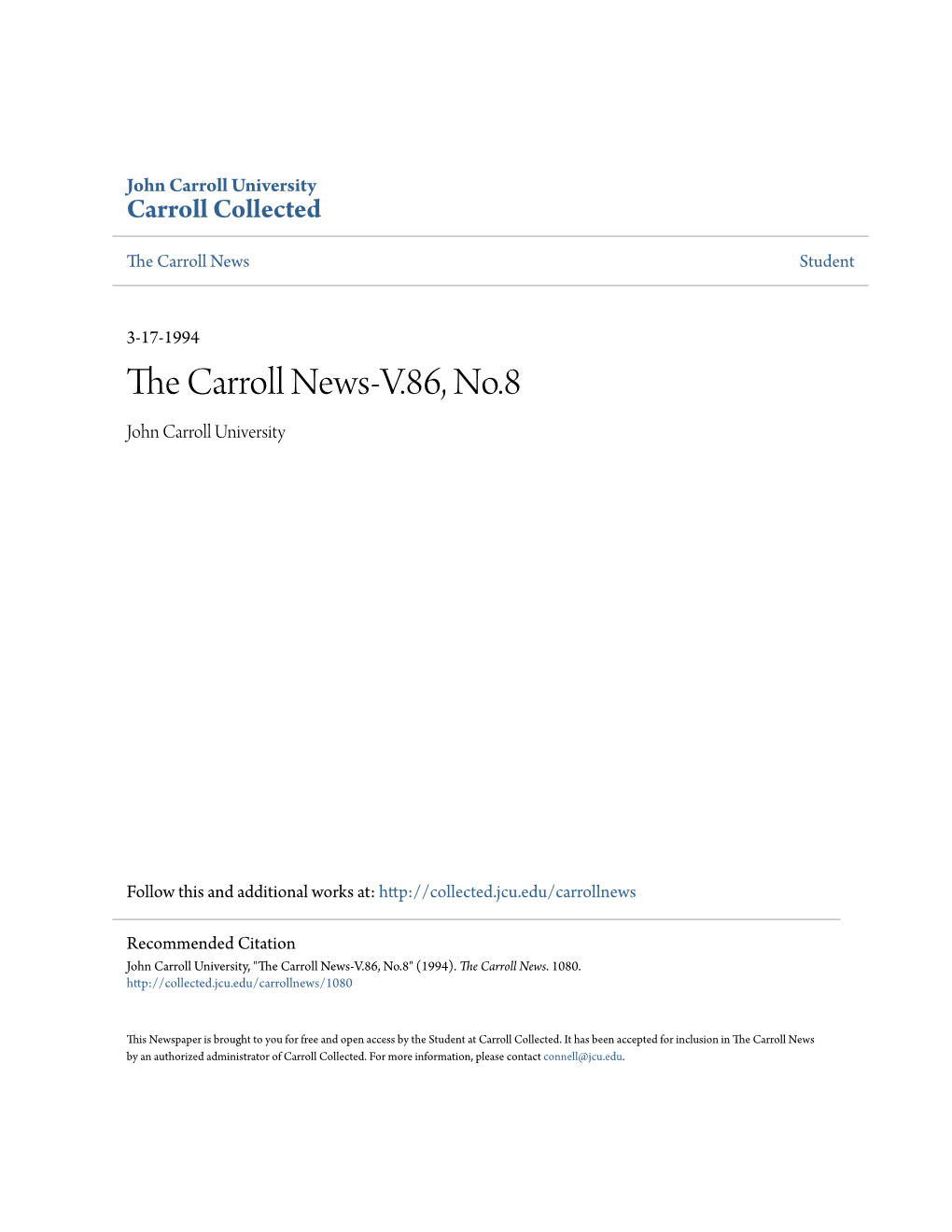 The Carroll News-V.86, No.8