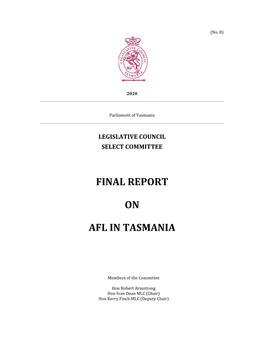 Final Report on Afl in Tasmania