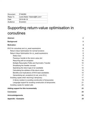Supporting Return-Value Optimisation in Coroutines