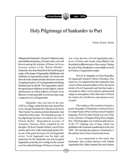 Holy Pilgrimage of Sankardev to Puri