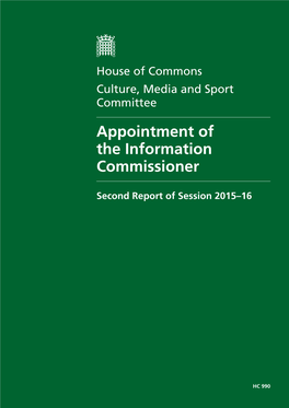 Appointment of the Information Commissioner
