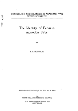 The Identity of Penaeus Monodon Fabr