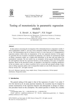 Testing of Monotonicity in Parametric Regression Models E