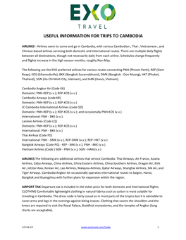 Useful Information for Trips to Cambodia