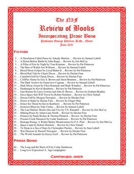 Review of Books Incorporating Prose Bono Professor George Phillies, D.Sc., Editor June 2021