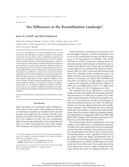 Sex Differences in the Recombination Landscape*