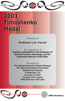 Timoshenko Medal Past Honorees