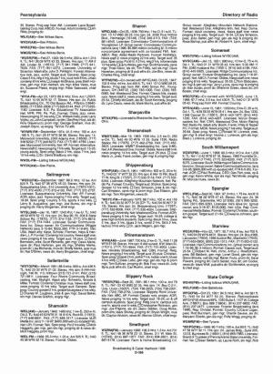 Pennsylvania Directory of Radio Selinsgrove Sellersville Shamokin Sharpsville Shippensburg Shiremanstown Slippery Rock Smethport
