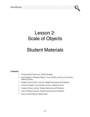 Lesson 2: Scale of Objects Student Materials