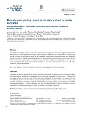Hemodynamic Profiles Related to Circulatory Shock in Cardiac Care Units