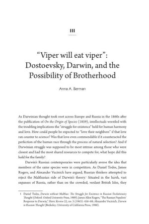 “Viper Will Eat Viper”: Dostoevsky, Darwin, and the Possibility of Brotherhood