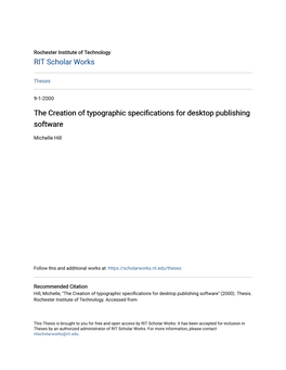 The Creation of Typographic Specifications for Desktop Publishing Software