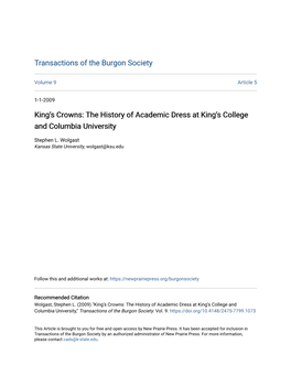 The History of Academic Dress at King's College and Columbia