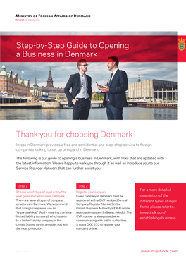 Step-By-Step Guide to Opening a Business in Denmark Thank You for Choosing Denmark