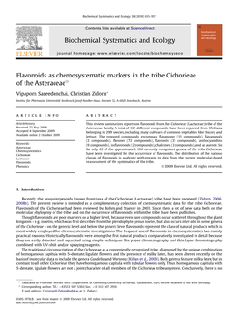 Flavonoids As Chemosystematic Markers in the Tribe Cichorieae of the Asteraceaeq