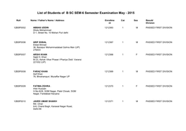 List of Students of B SC SEM-6 Semester Examination May - 2015
