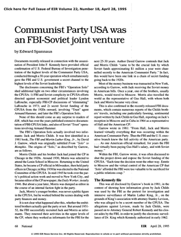Communist Party USA Was an FBI-Soviet Joint Venture