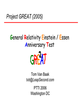 Project GREAT PTTI-2006 PPT-PDF