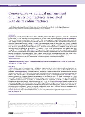 Conservative Vs. Surgical Management of Ulnar Styloid Fractures Associated with Distal Radius Fractures