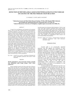 154 Detection of Phytoplasmas Associated with Kalimantan Wilt Disease of Coconut by the Polymerase Chain Reaction
