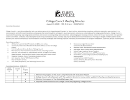 Cuesta College College Council Minutes August 13, 2019