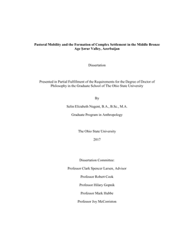 Pastoral Mobility and the Formation of Complex Settlement in the Middle Bronze Age Şərur Valley, Azerbaijan