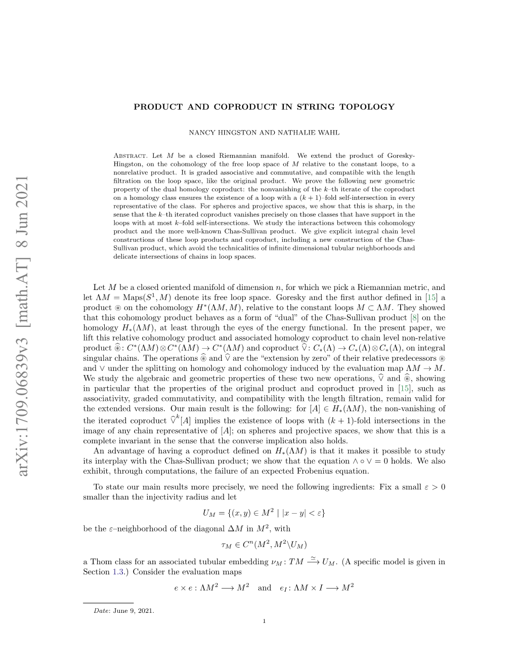 Arxiv:1709.06839V3 [Math.AT] 8 Jun 2021