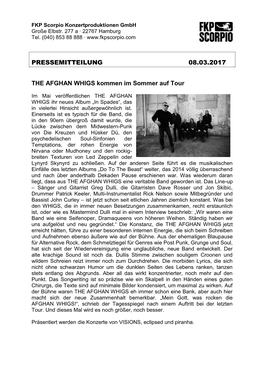Pressemitteilung 08.03.2017 the Afghan