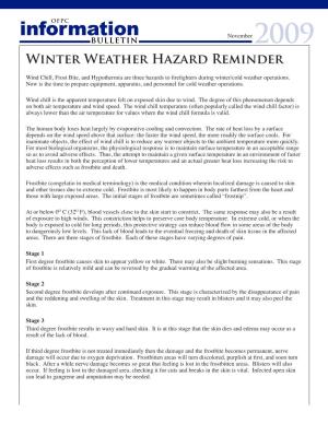 Informationofpc Bulletin November 2009 Winter Weather Hazard Reminder