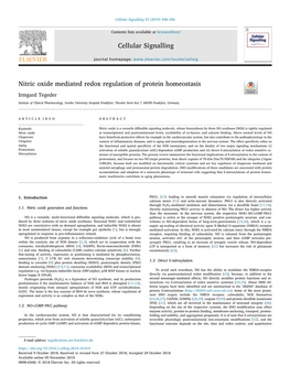 Nitric Oxide Mediated Redox Regulation of Protein Homeostasis T Irmgard Tegeder