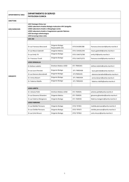 Dipartimento Di Servizi Patologia Clinica