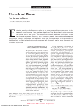 Channels and Disease Past, Present, and Future