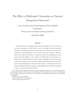 The Effect of Birthright Citizenship on Parental Integration Outcomes