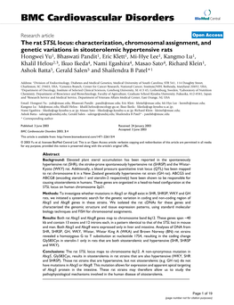 The Rat STSL Locus: Characterization, Chromosomal Assignment, And