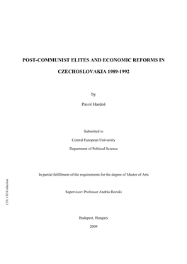 Post-Communist Elites and Economic Reforms in Czechoslovakia 1989-1992