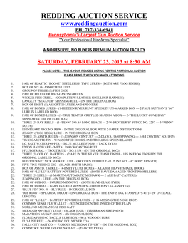 PH: 717-334-6941 Pennsylvania's Largest Gun Auction Service "Your Professional Firearms Specialist"