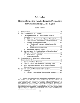 ARTICLE Reconsidering the Gender-Equality Perspective for Understanding LGBT Rights