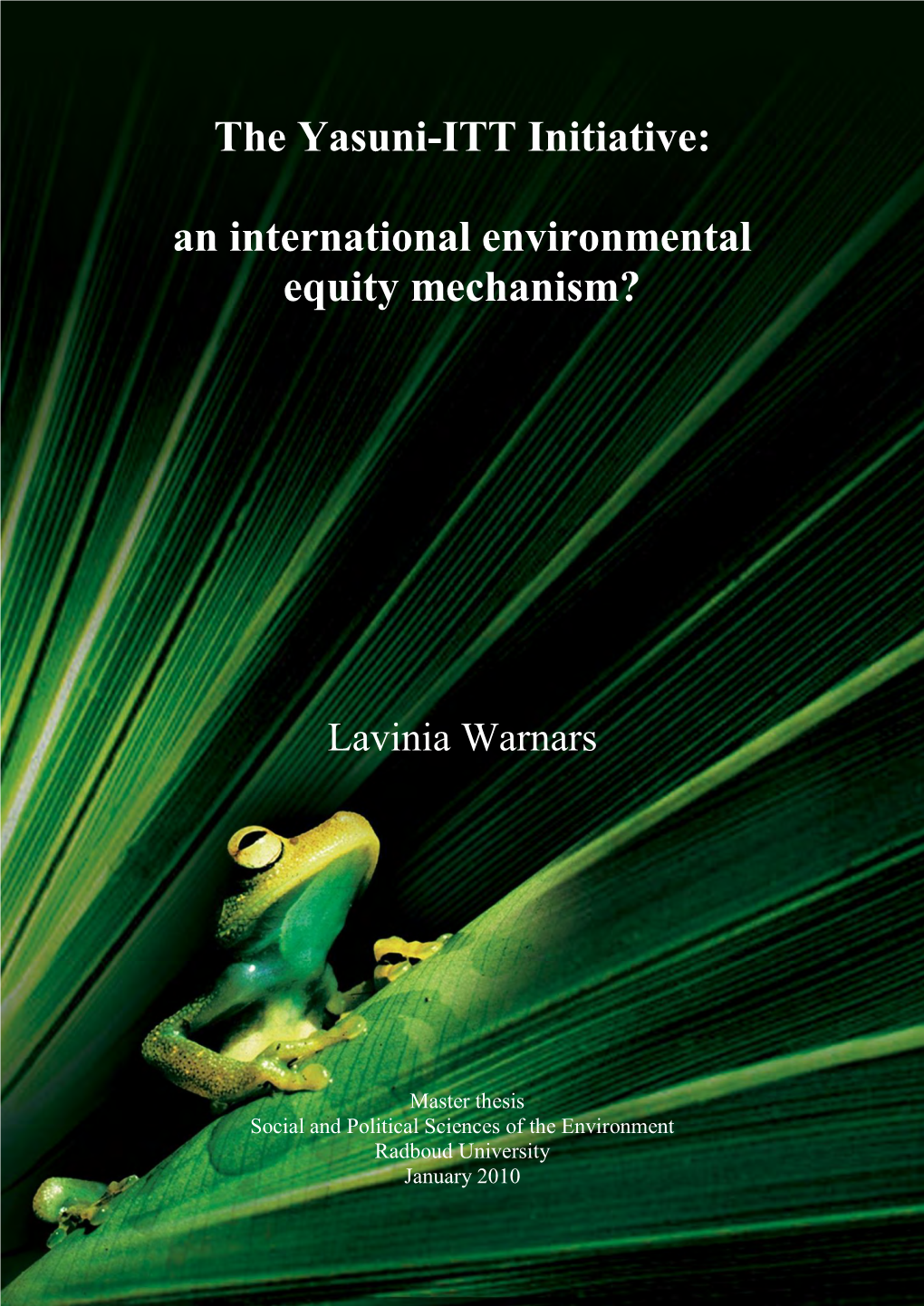 The Yasuni-ITT Initiative: an International Environmental Equity Mechanism?