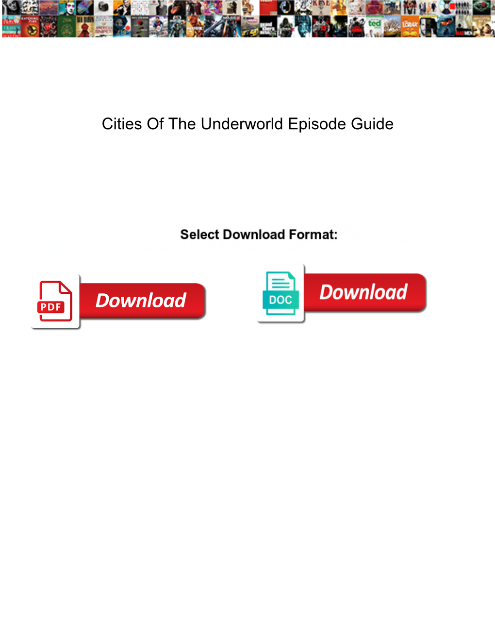 Cities of the Underworld Episode Guide