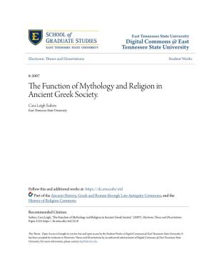 The Function of Mythology and Religion in Ancient Greek Society