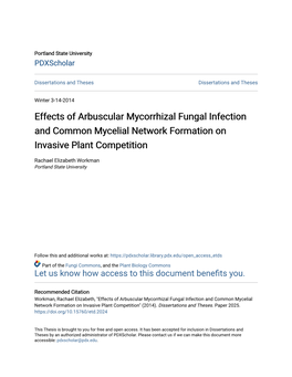Effects of Arbuscular Mycorrhizal Fungal Infection and Common Mycelial Network Formation on Invasive Plant Competition