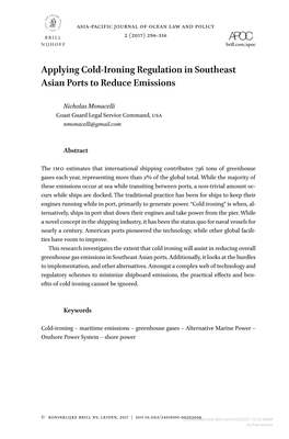 Applying Cold-Ironing Regulation in Southeast Asian Ports to Reduce Emissions