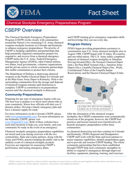 Chemical Stockpile Emergency Preparedness Program CSEPP Overview