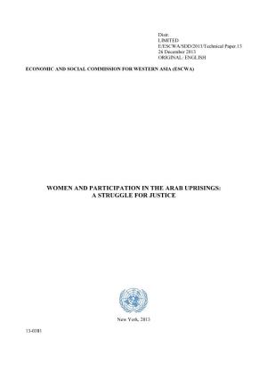 Women and Participation in the Arab Uprisings: a Struggle for Justice
