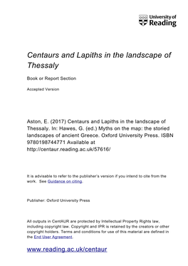 Centaurs and Lapiths in the Landscape of Thessaly