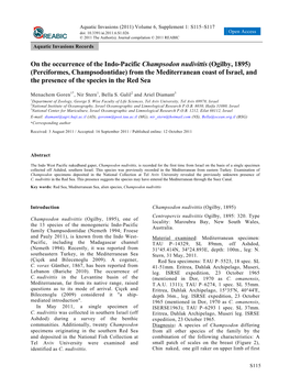 On the Occurrence of the Indo-Pacific Champsodon Nudivittis