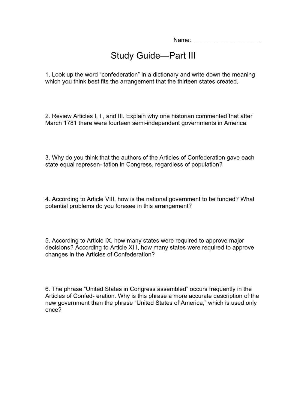 Study Guide Part III