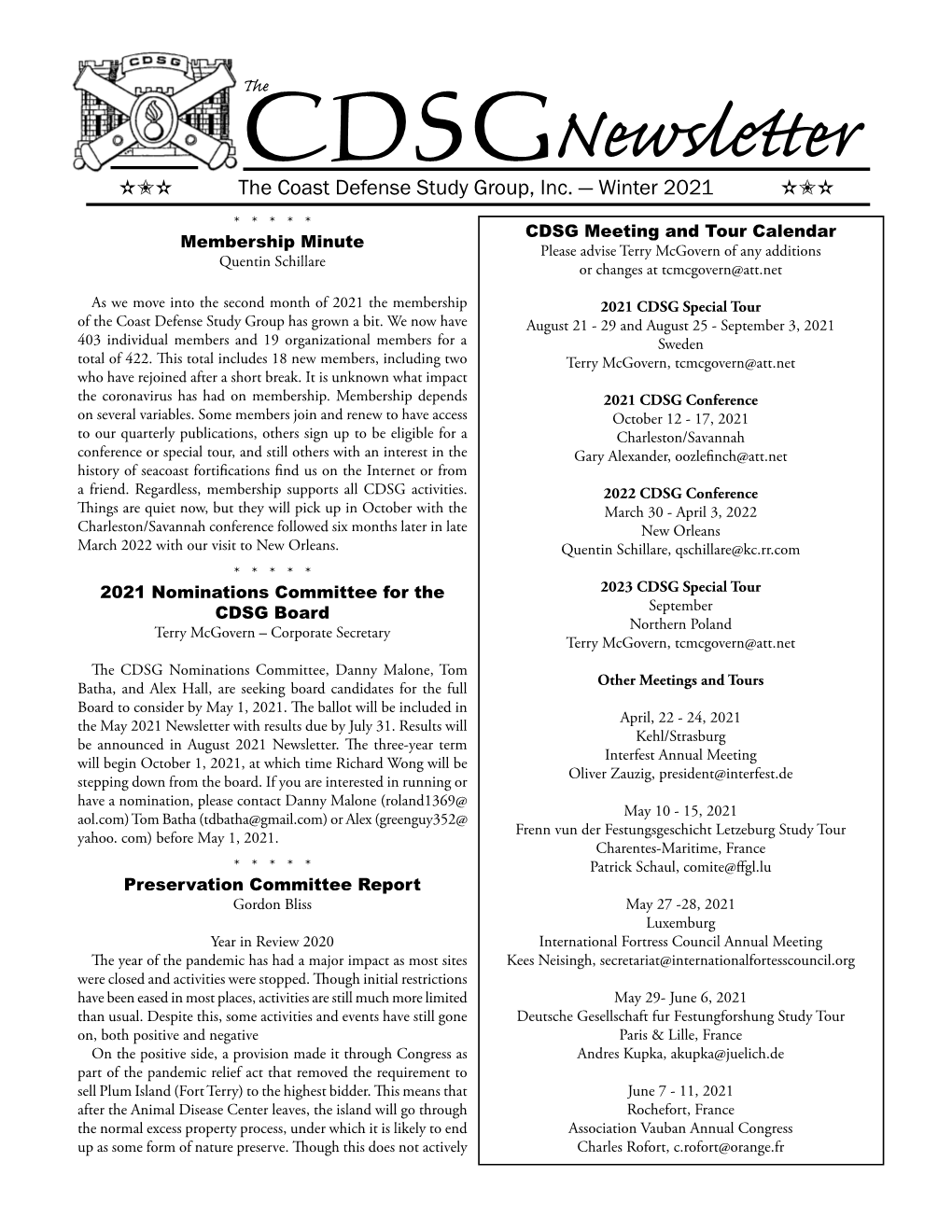 CDSG Newsletter - Winter 2021 Page 2