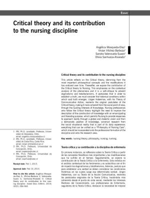 Critical Theory and Its Contribution to the Nursing Discipline