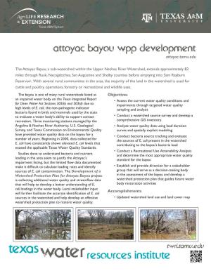 Attoyac Bayou Wpp Development Attoyac.Tamu.Edu